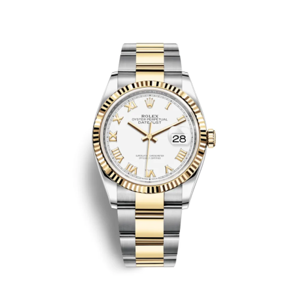 Rolex Datejust 36 Stainless Steel / Yellow Gold / Fluted / White Roman / Oyster