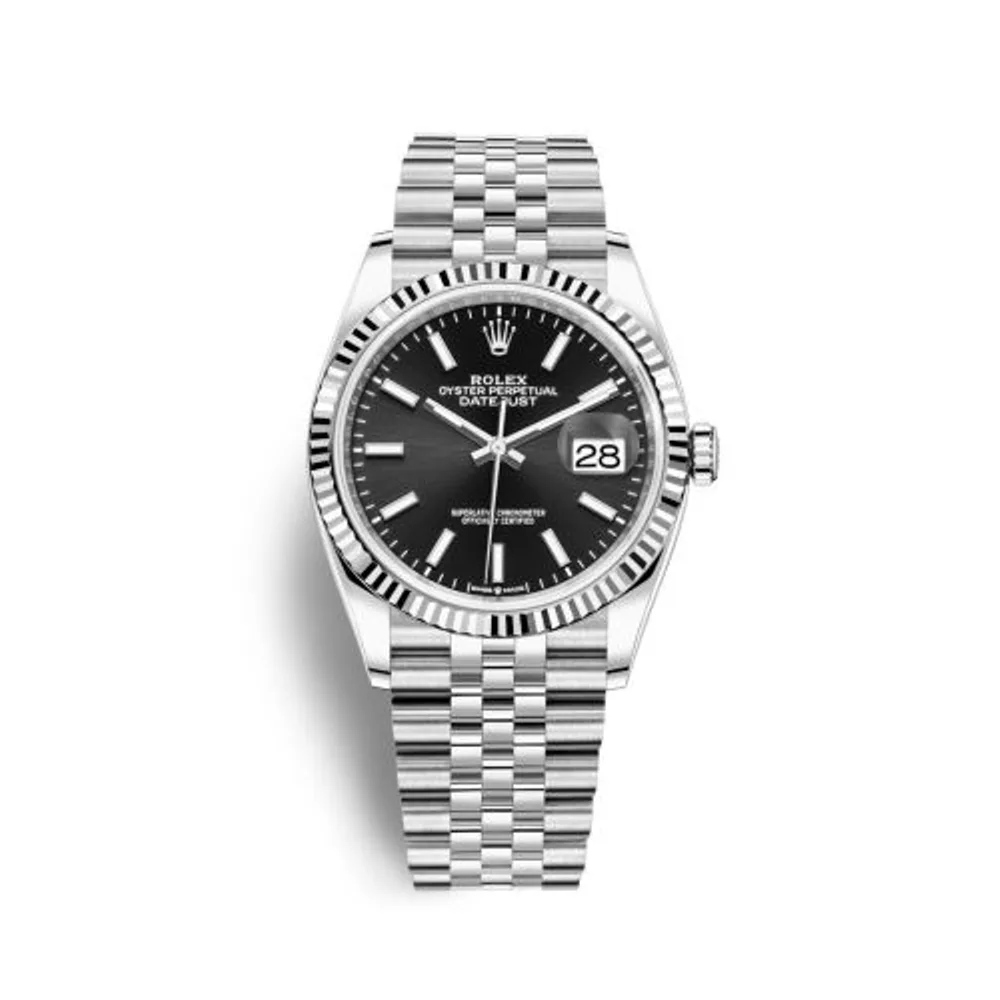 Rolex Datejust 36 Stainless Steel / Fluted / Black / Jubilee