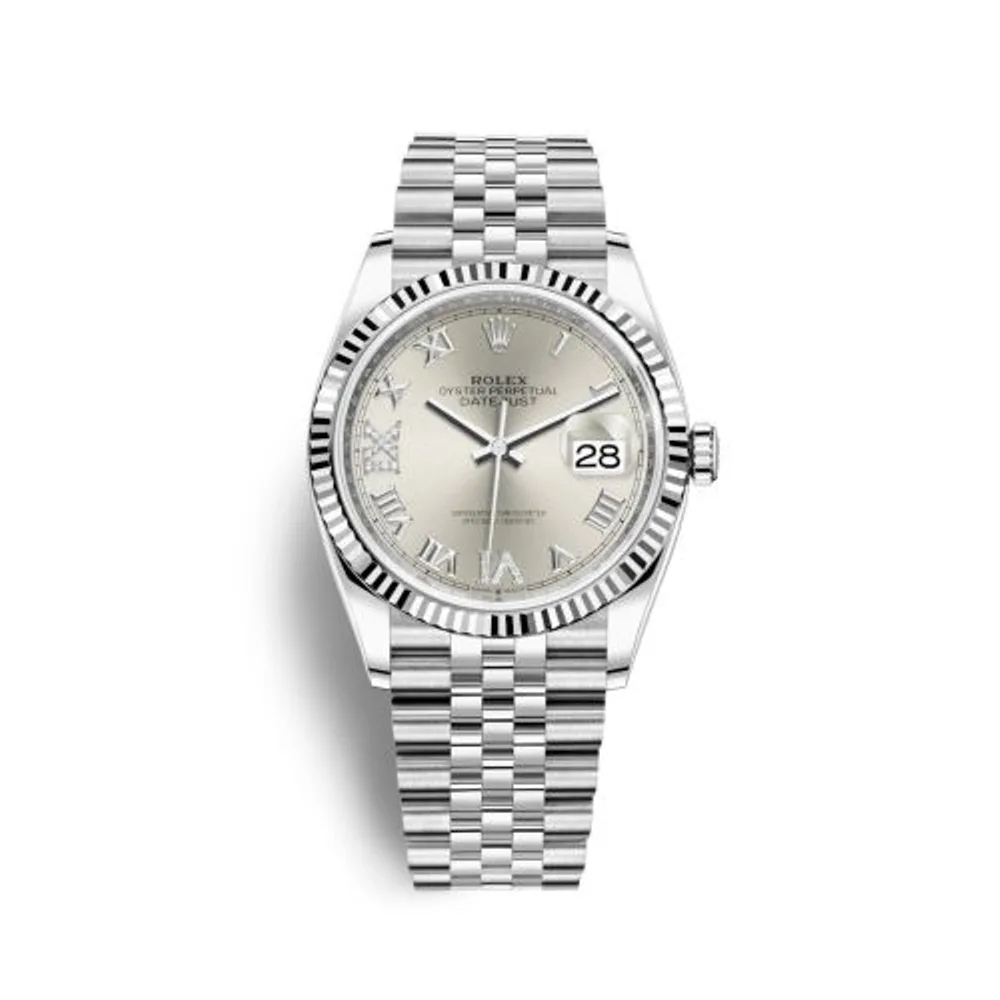 Rolex Datejust 36 Stainless Steel / Fluted / Silver Roman-Diamonds / Jubilee