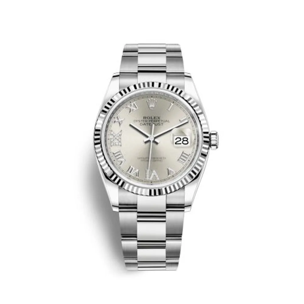 Rolex Datejust 36 Stainless Steel / Fluted / Silver Roman-Diamonds / Oyster