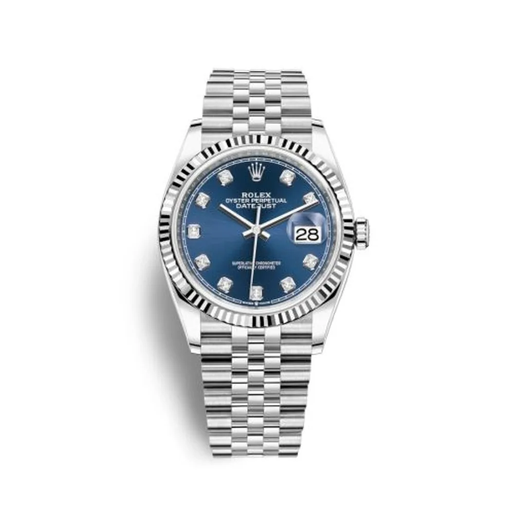 Rolex Datejust 36 Stainless Steel / Fluted / Blue-Diamond / Jubilee