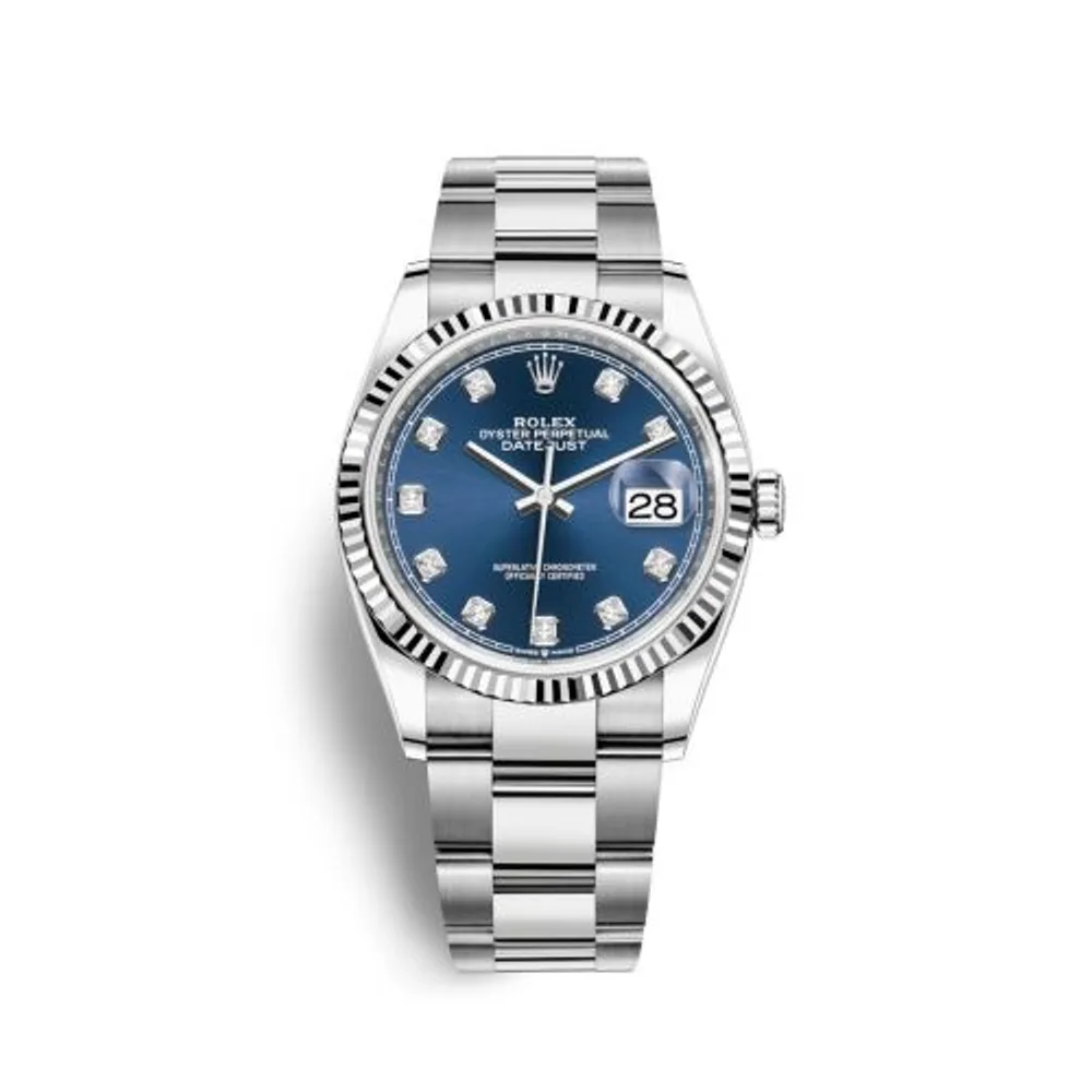 Rolex Datejust 36 Stainless Steel / Fluted / Blue-Diamond / Oyster