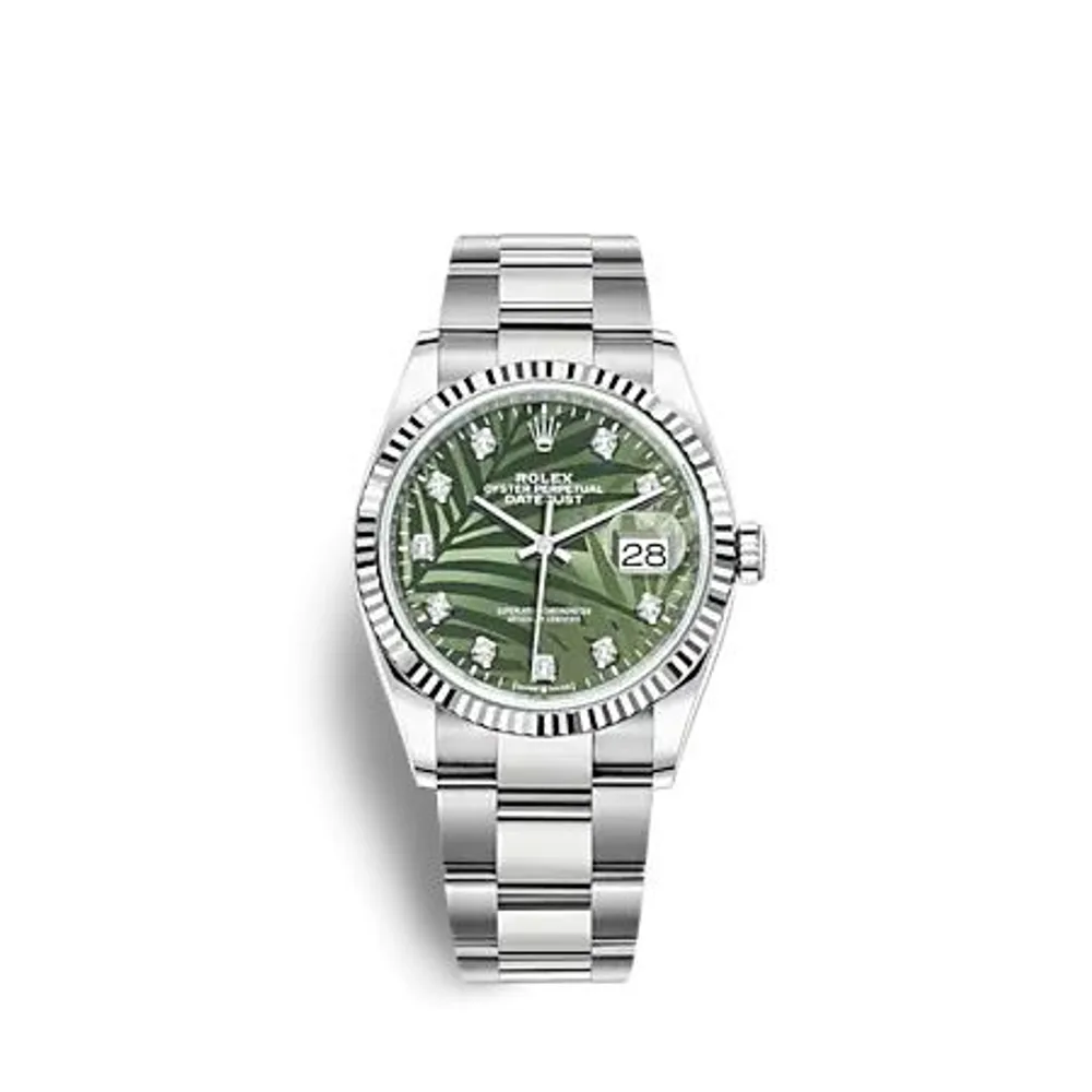 Rolex Datejust 36 Stainless Steel - Fluted / Green - Palm - Diamond / Oyster