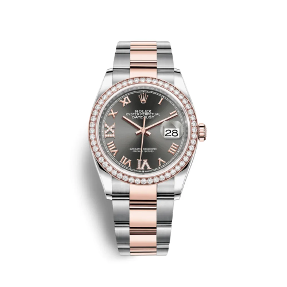 Rolex Datejust 36 Stainless Steel / Everose / Diamond / Slate Roman Diamond / Oyster