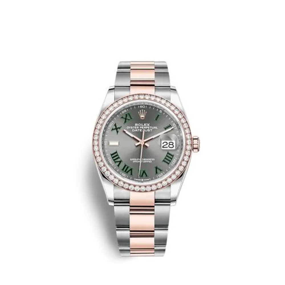 Rolex Datejust 36 Stainless Steel / Everose / Diamond / Slate - Roman / Oyster