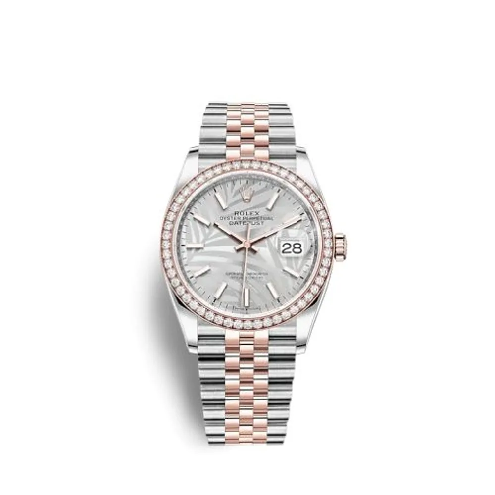 Rolex Datejust 36 Stainless Steel / Everose / Diamond / Silver - Palm / Jubilee