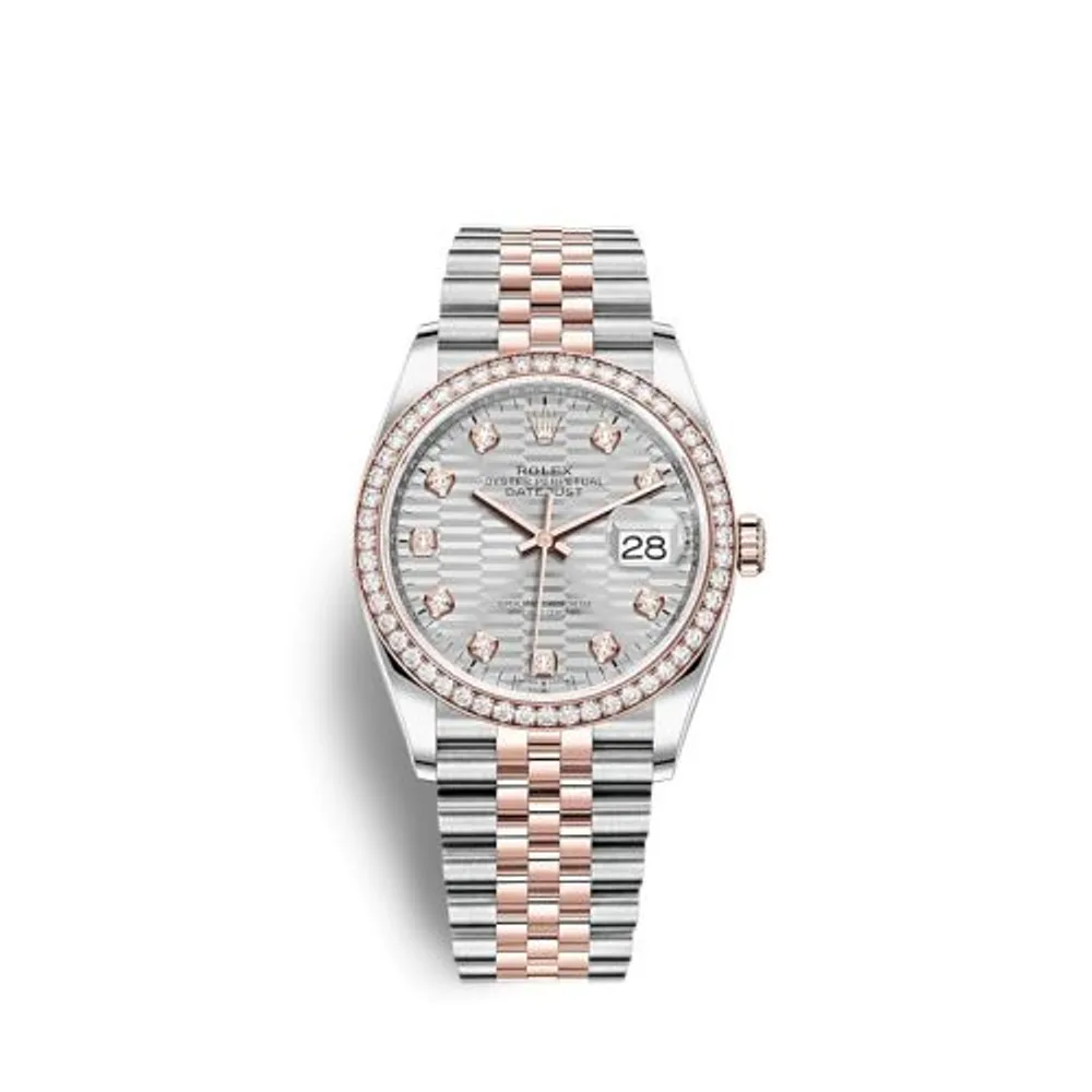 Rolex Datejust 36 Stainless Steel / Everose / Diamond / Silver - Fluted - Diamond / Jubilee