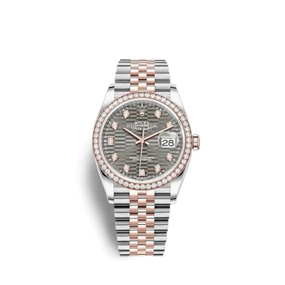 Rolex Datejust 36 Stainless Steel / Everose / Diamond / Slate - Fluted - Diamond / Jubilee