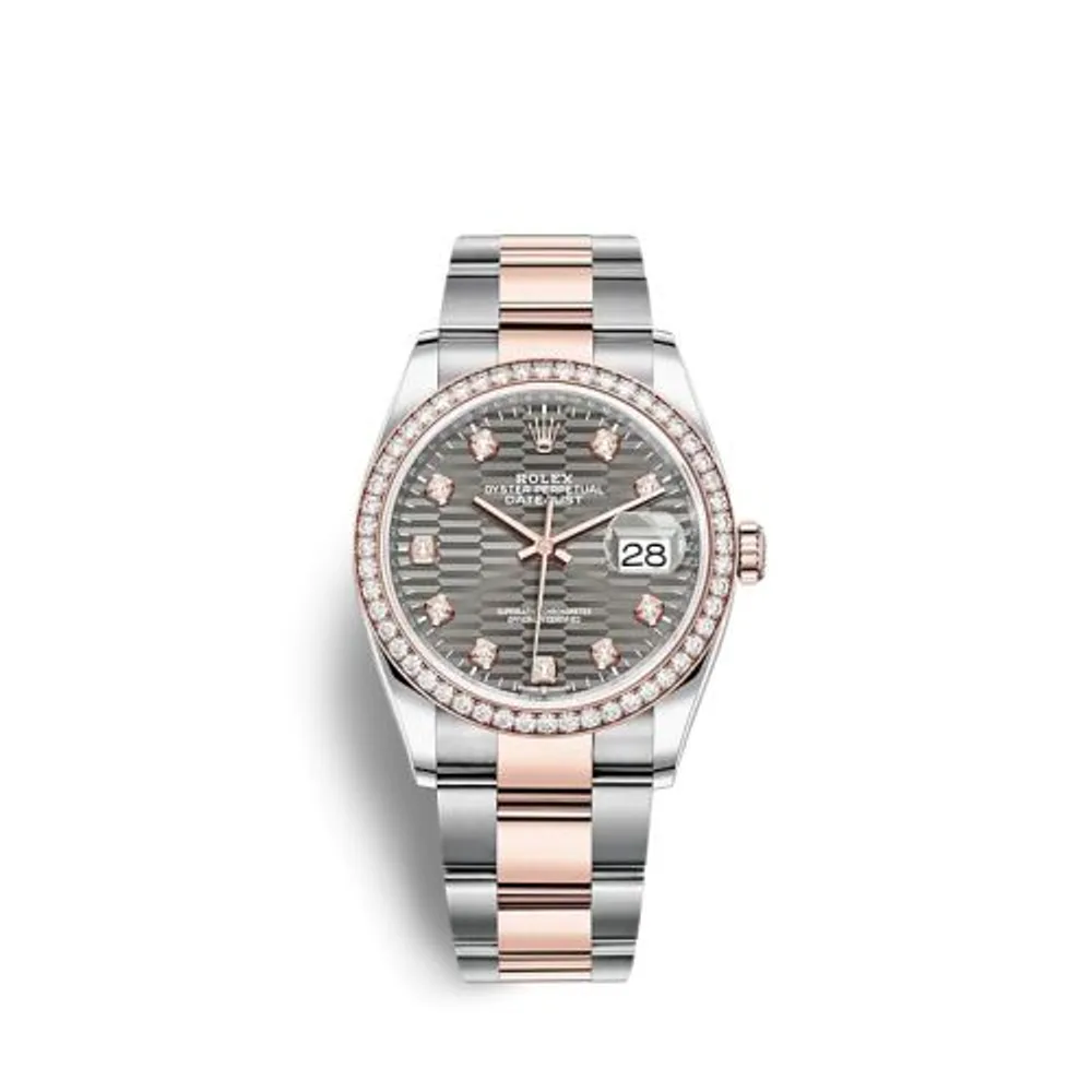 Rolex Datejust 36 Stainless Steel / Everose / Diamond / Slate - Fluted - Diamond / Oyster
