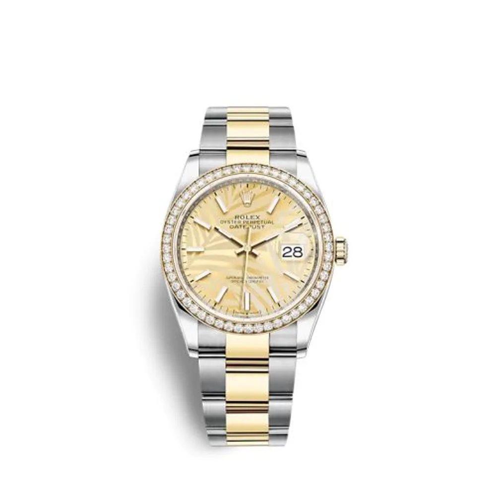 Rolex Datejust 36 Stainless Steel / Yellow Gold / Diamond / Champagne - Palm / Oyster