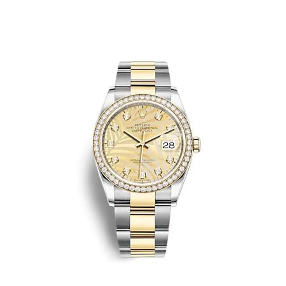 Rolex Datejust 36 Stainless Steel - Yellow Gold - Diamond / Champagne - Palm - Diamond / Oyster