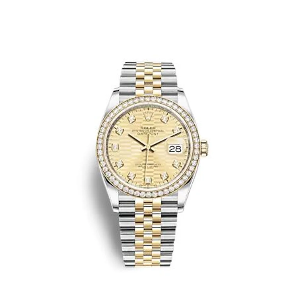 Rolex Datejust 36 Stainless Steel - Yellow Gold - Diamond / Champagne - Fluted - Diamond / Jubilee