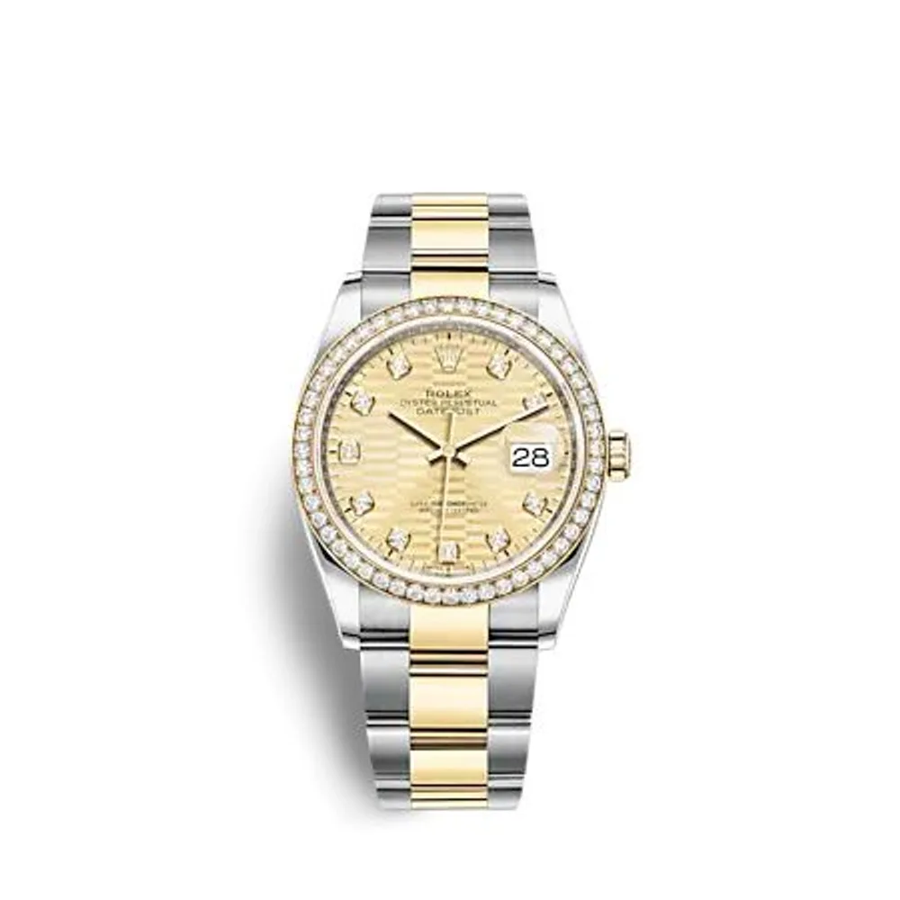 Rolex Datejust 36 Stainless Steel - Yellow Gold - Diamond / Champagne - Fluted - Diamond / Oyster