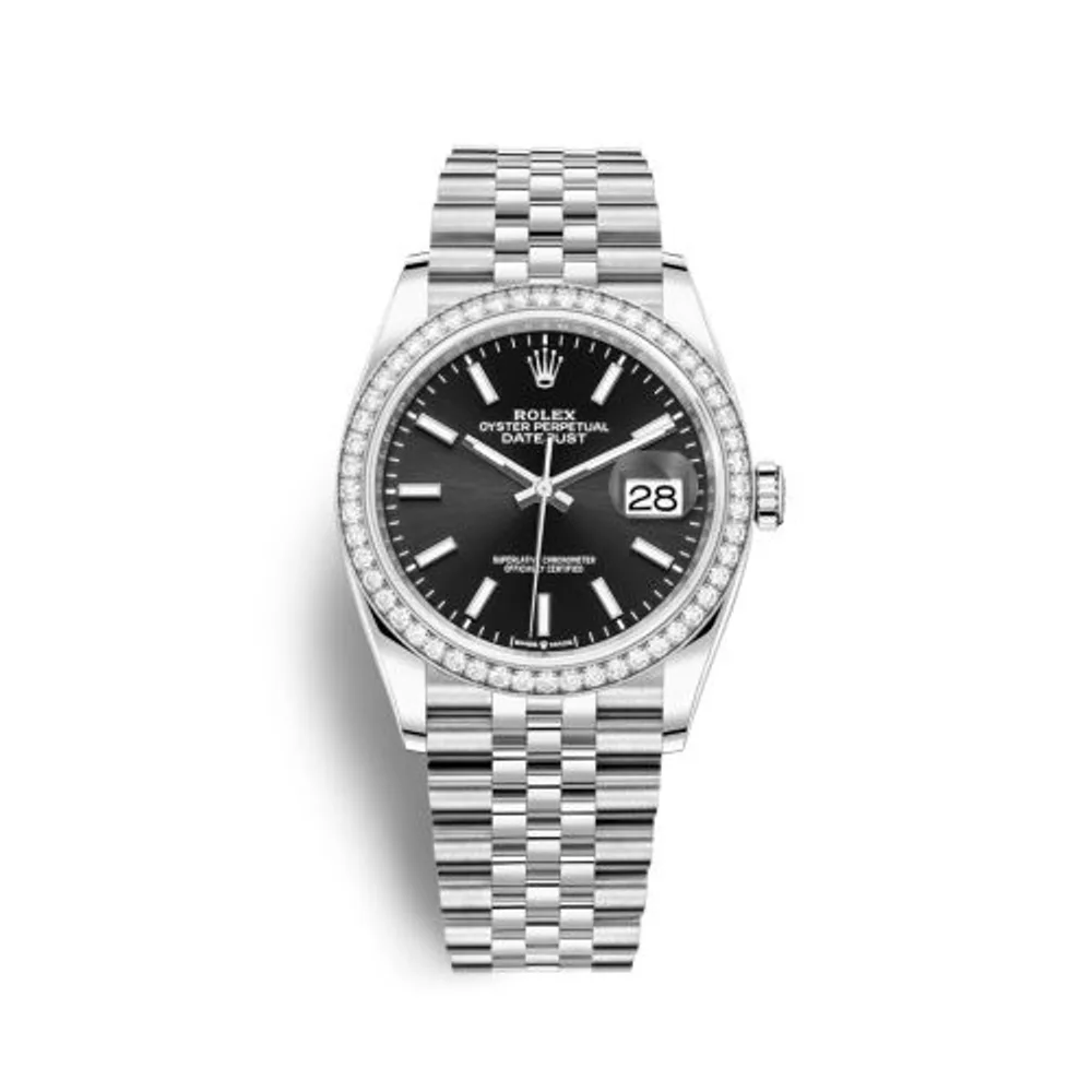Rolex Datejust 36 Stainless Steel / Diamond / Black / Jubilee