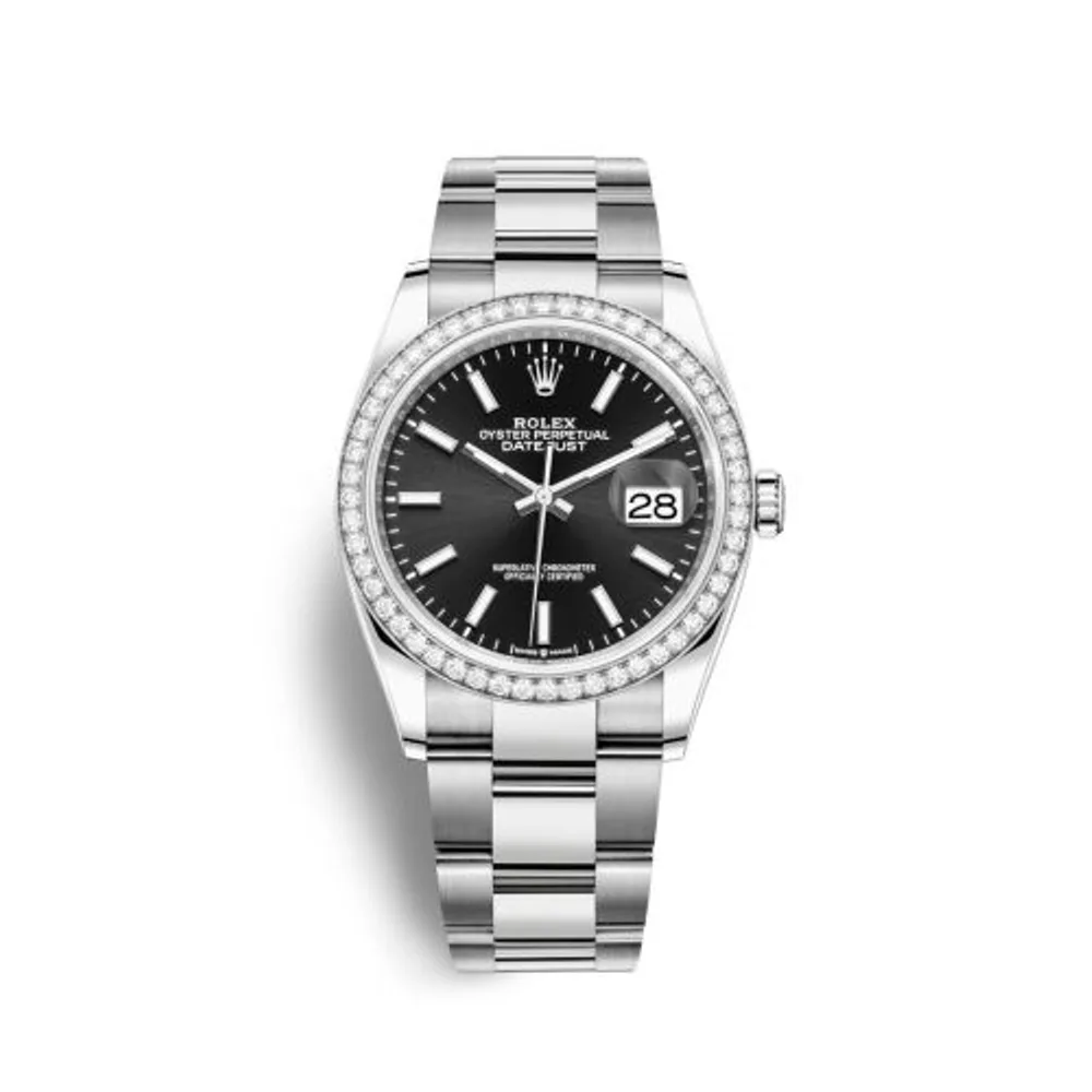 Rolex Datejust 36 Stainless Steel / Diamond / Black / Oyster