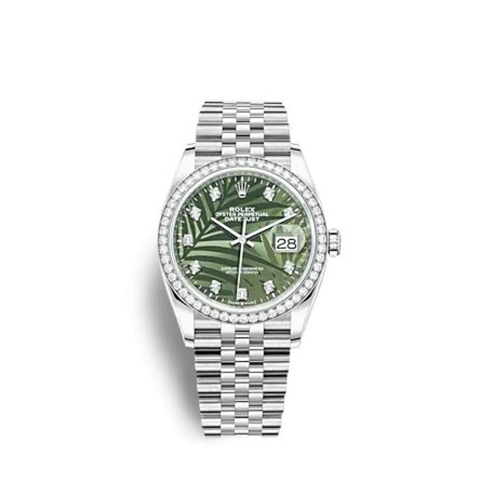 Rolex Datejust 36 Stainless Steel - Diamond / Green - Palm - Diamond / Jubilee