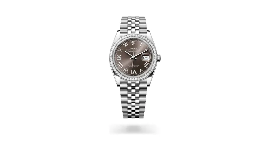 Rolex Datejust 36 Oyster, 36 mm, Oystersteel, white gold and diamonds, White Rolesor, Dark grey dial