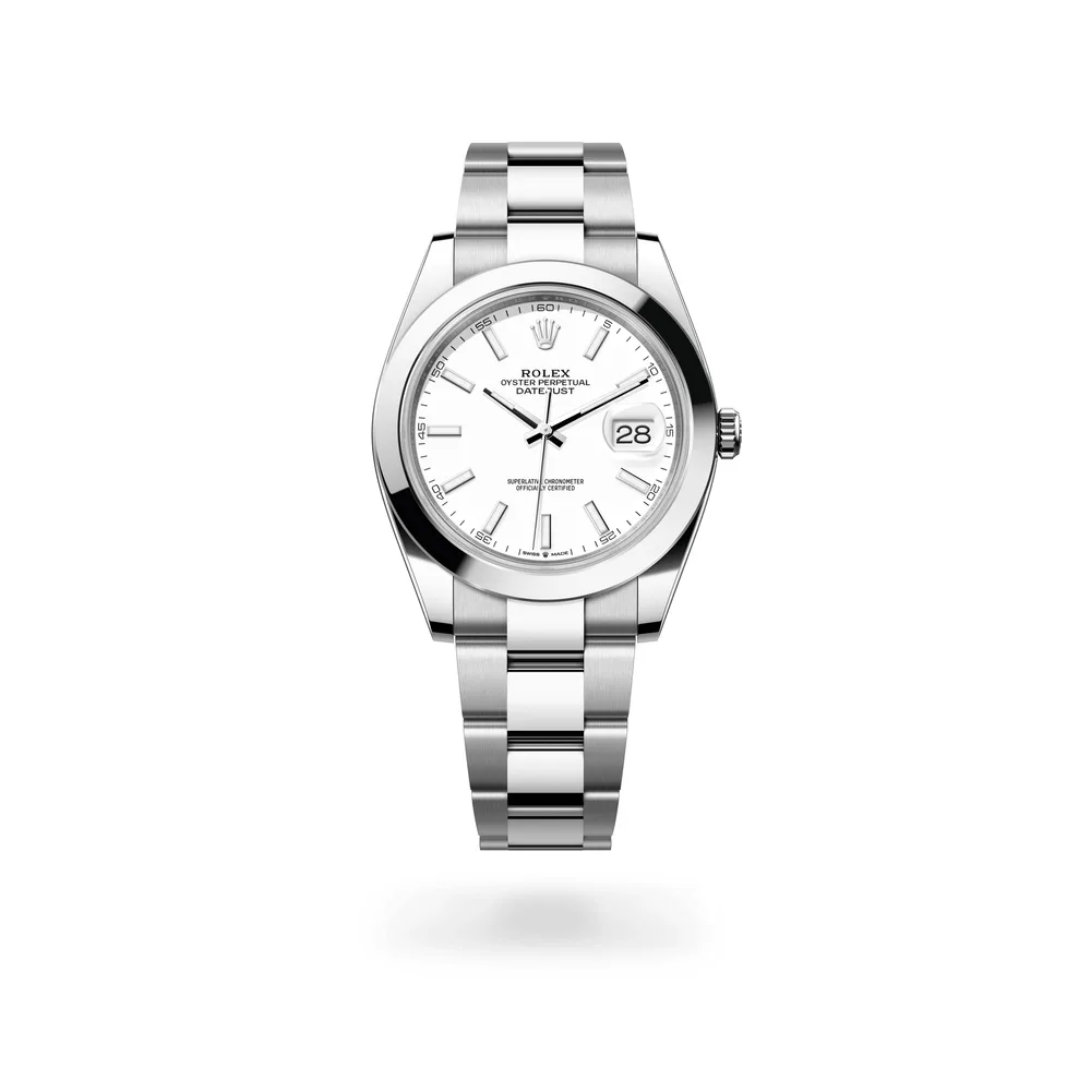 Rolex Datejust 41 Oyster, 41 mm, Oystersteel, Oystersteel, White lacquer dial
