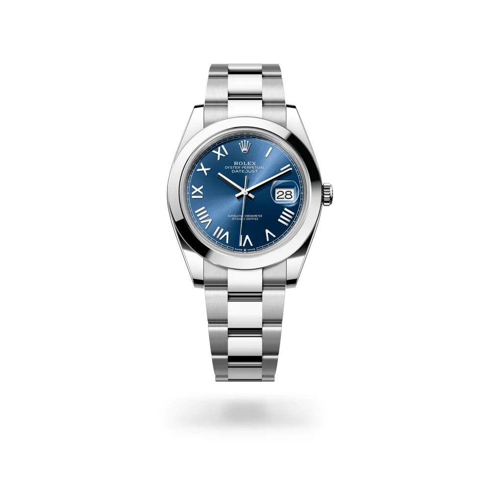 Rolex Datejust 41 Oyster, 41 mm, Oystersteel, Oystersteel, Bright blue dial