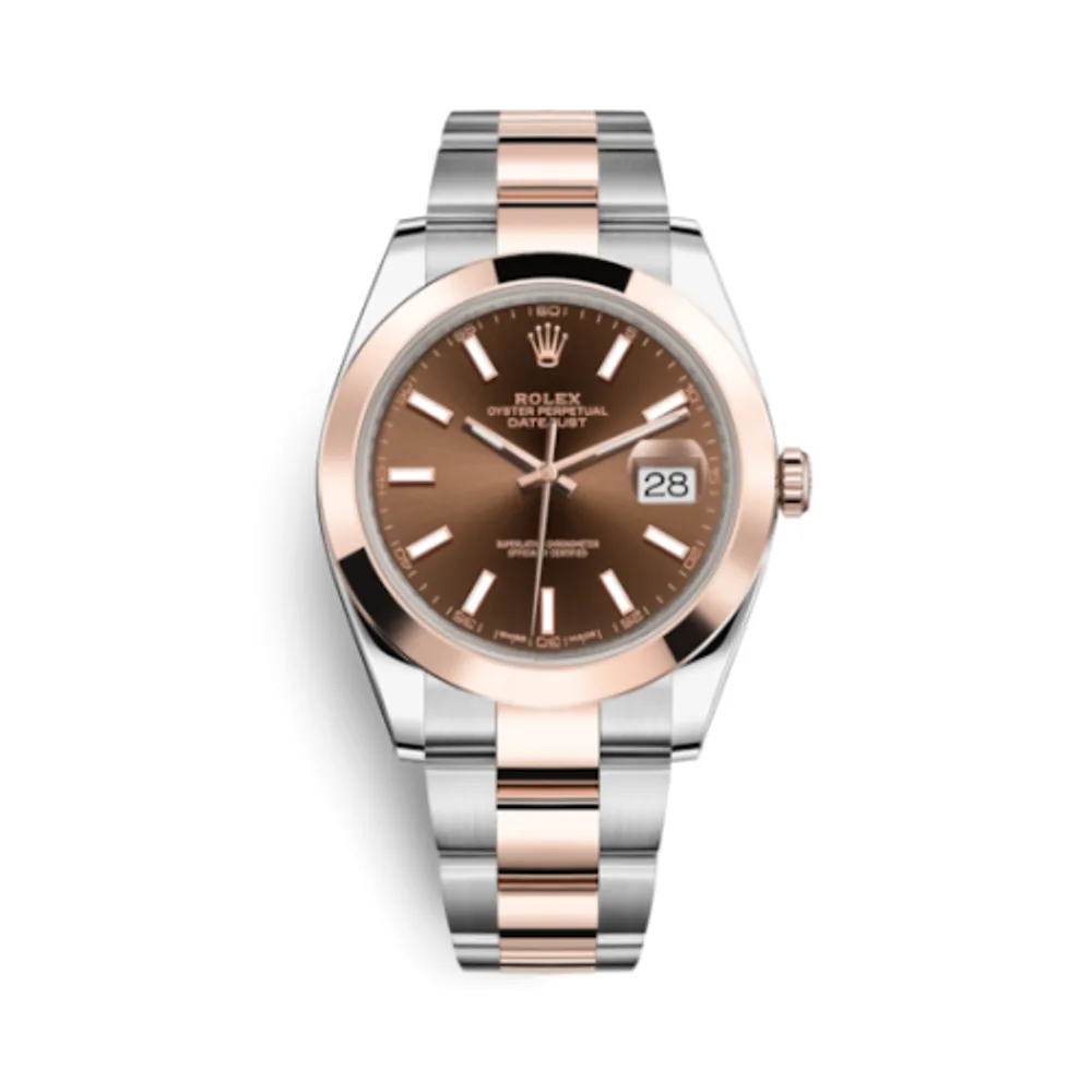 Rolex Datejust 41 Rolesor Everose Smooth / Oyster / Chocolate