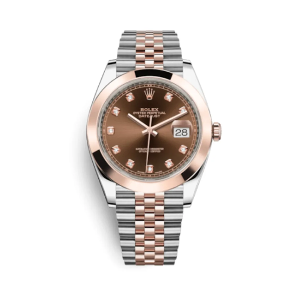 Rolex Datejust 41 Rolesor Everose Smooth / Jubilee / Chocolate - Diamond