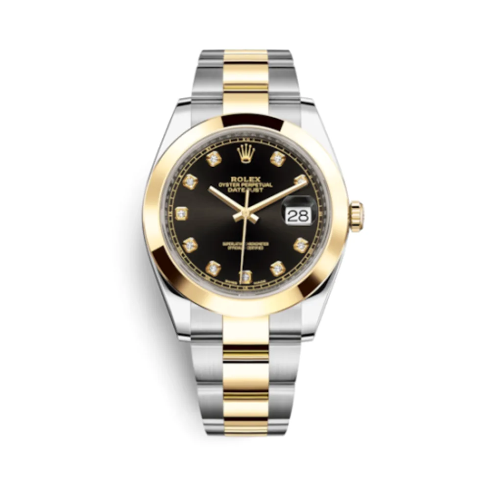 Rolex Datejust 41 Rolesor Yellow Smooth / Oyster / Black - Diamond