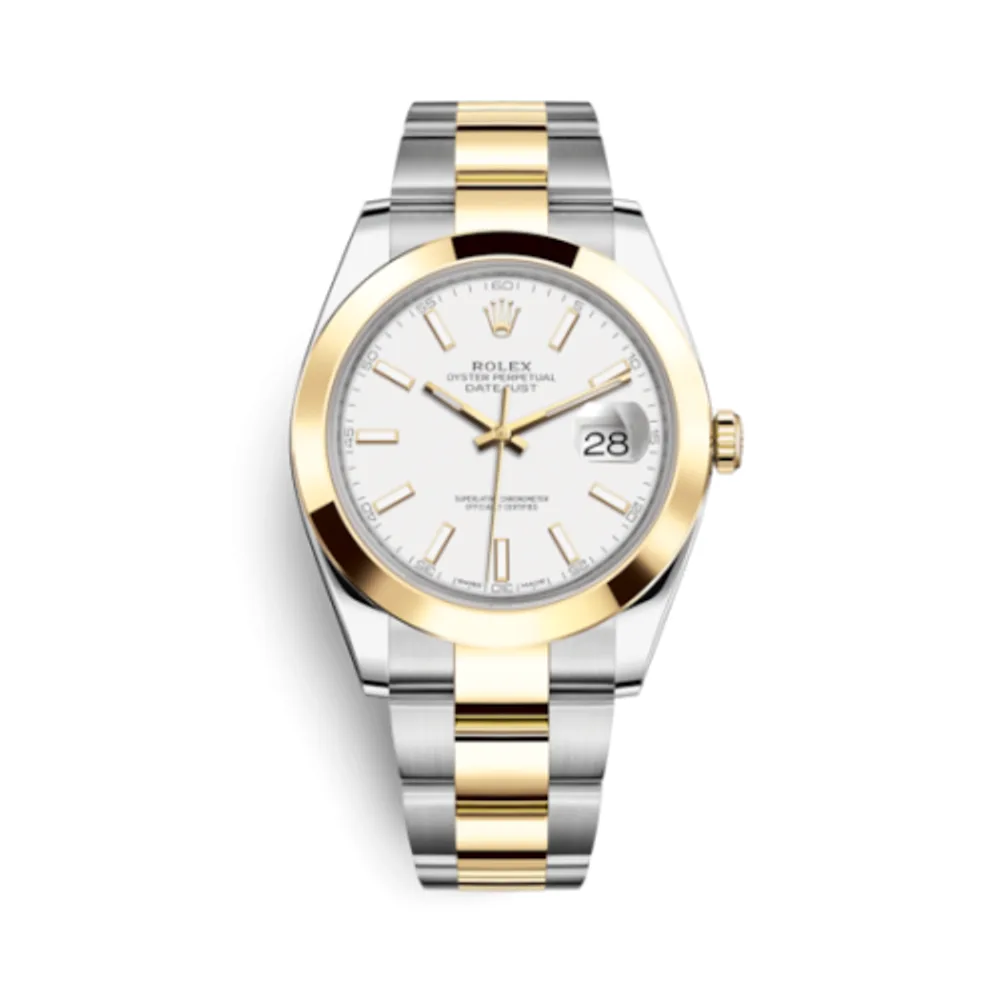 Rolex Datejust 41 Rolesor Yellow Smooth / Oyster / White