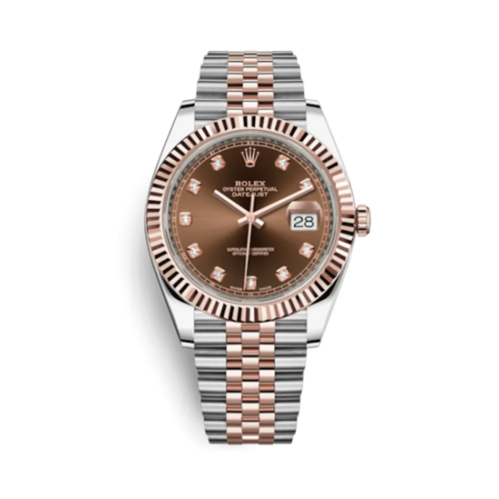 Rolex Datejust 41 Rolesor Everose Fluted / Jubilee / Chocolate - Diamond
