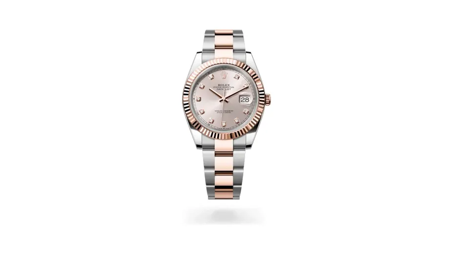 Rolex Datejust 41 Oyster, 41 mm, Oystersteel and Everose gold, Everose Rolesor, Sundust dial