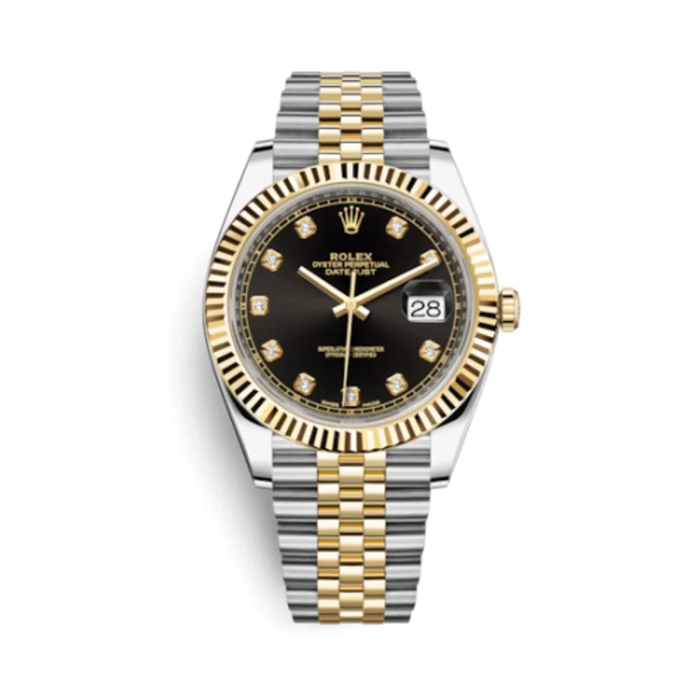 Rolex Datejust 41 Rolesor Yellow Fluted / Jubilee / Black - Diamond