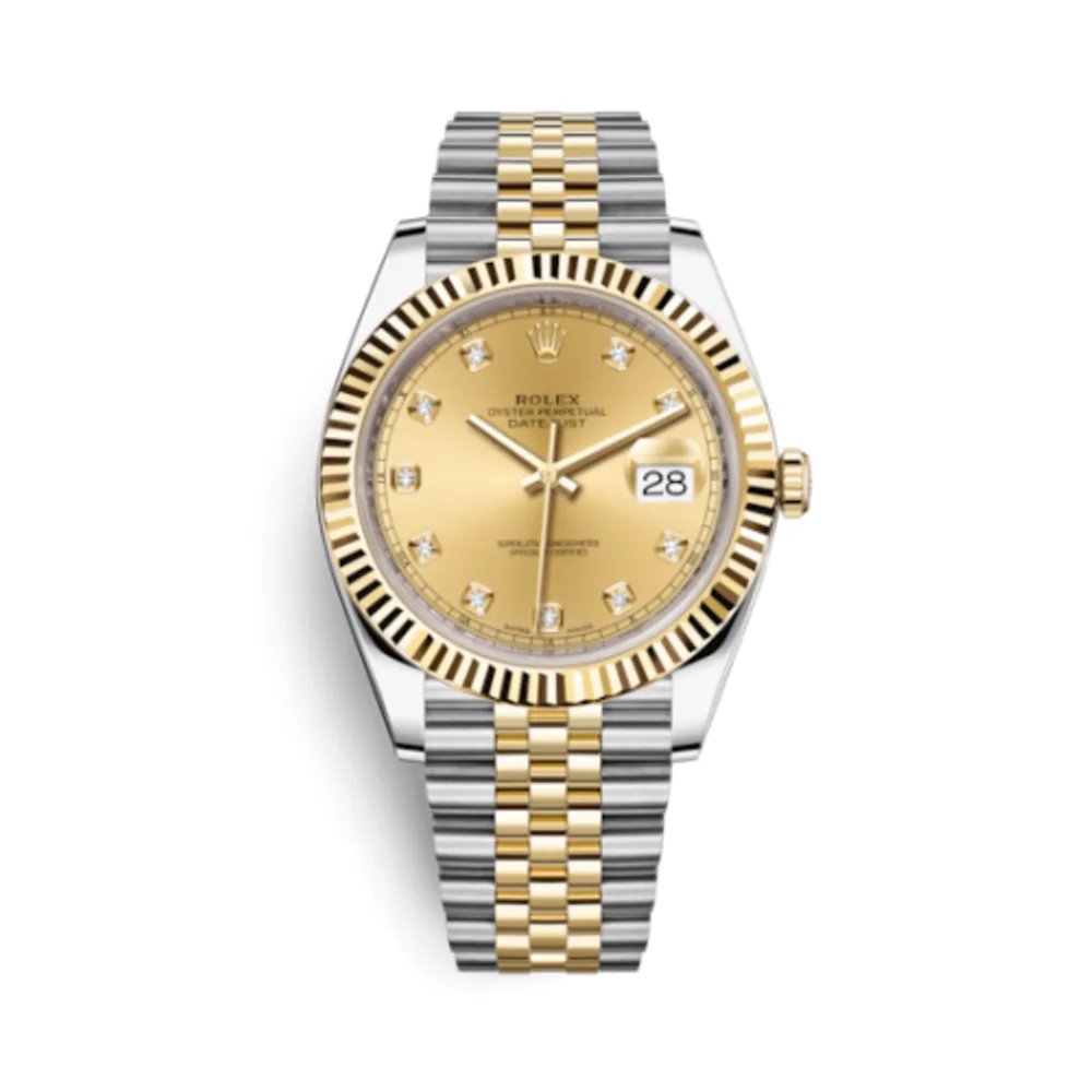 Rolex Datejust 41 Rolesor Yellow Fluted / Jubilee / Champagne - Diamond