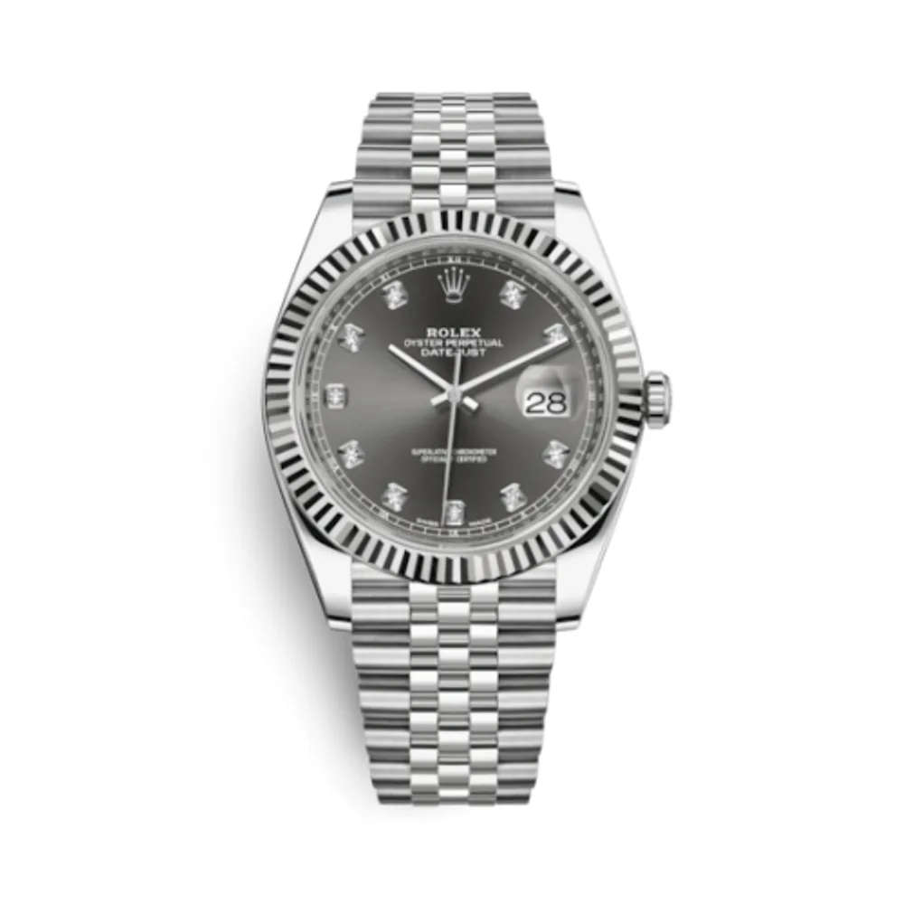 Rolex Datejust 41 Stainless Steel Fluted / Jubilee / Dark Rhodium - Diamond
