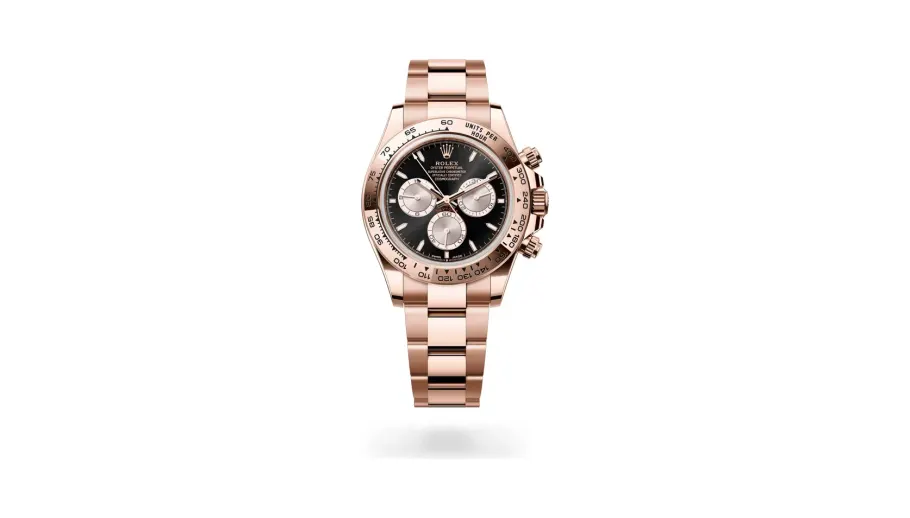 Rolex Cosmograph Daytona Oyster, 40 mm, Everose gold, 18 kt Everose gold, Bright black and Sundust dial