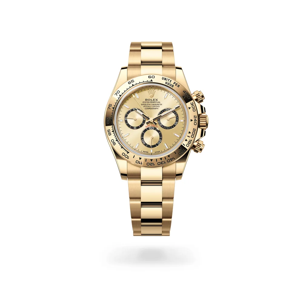 Rolex Cosmograph Daytona Oyster, 40 mm, yellow gold, 18 kt yellow gold, Golden dial