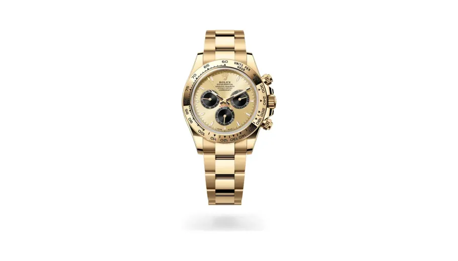 Rolex Cosmograph Daytona Oyster, 40 mm, yellow gold, 18 kt yellow gold, Golden and bright black dial