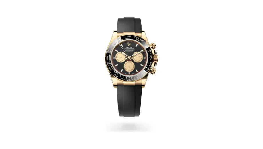 Rolex Cosmograph Daytona Oyster, 40 mm, yellow gold, 18 kt yellow gold, Intense black and champagne-colour dial