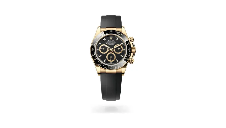 Rolex Cosmograph Daytona Oyster, 40 mm, yellow gold, 18 kt yellow gold, Black with golden counter rings dial