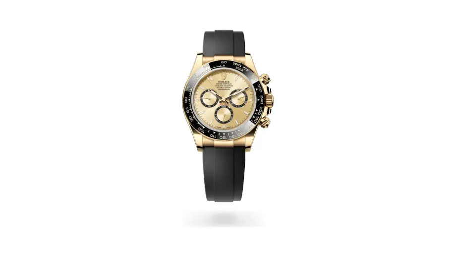 Rolex Cosmograph Daytona Oyster, 40 mm, yellow gold, 18 kt yellow gold, Golden with black counter rings dial