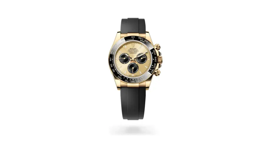 Rolex Cosmograph Daytona Oyster, 40 mm, yellow gold, 18 kt yellow gold, Golden and bright black dial