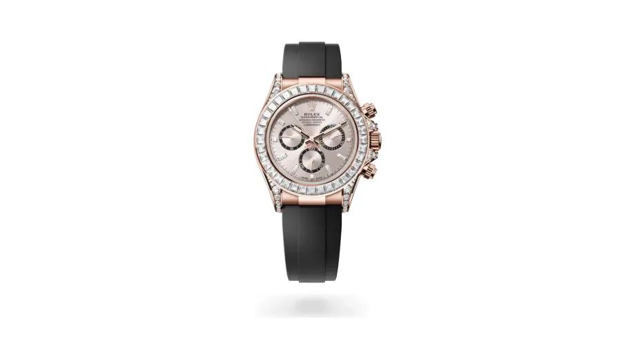 Rolex Cosmograph Daytona Oyster, 40 mm, Everose gold and diamonds, 18 kt Everose gold with lugs set with diamonds, Sundust dial