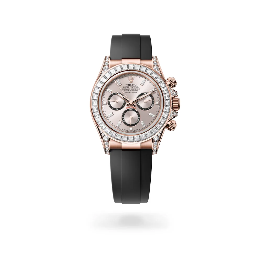 Rolex Cosmograph Daytona Oyster, 40 mm, Everose gold and diamonds, 18 kt Everose gold with lugs set with diamonds, Sundust dial