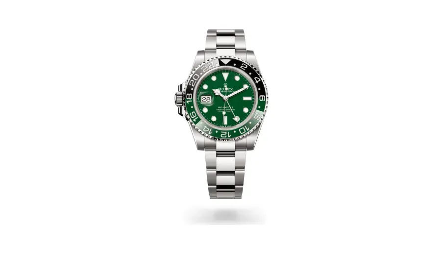 Rolex Oyster Perpetual GMT-Master II, 40 mm, 18 kt white gold, 18 kt white gold, Green ceramic dial