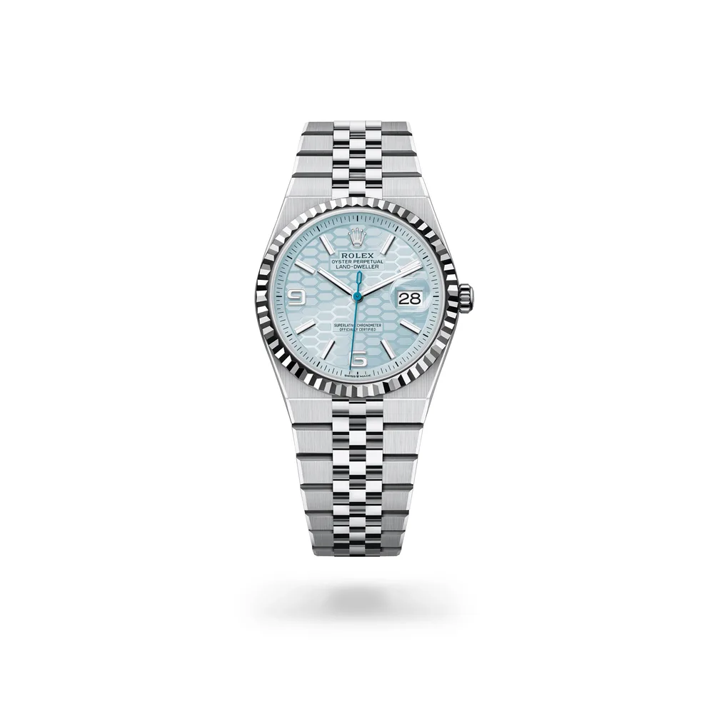 Rolex Land-Dweller 36, Platinum, Ice blue dial