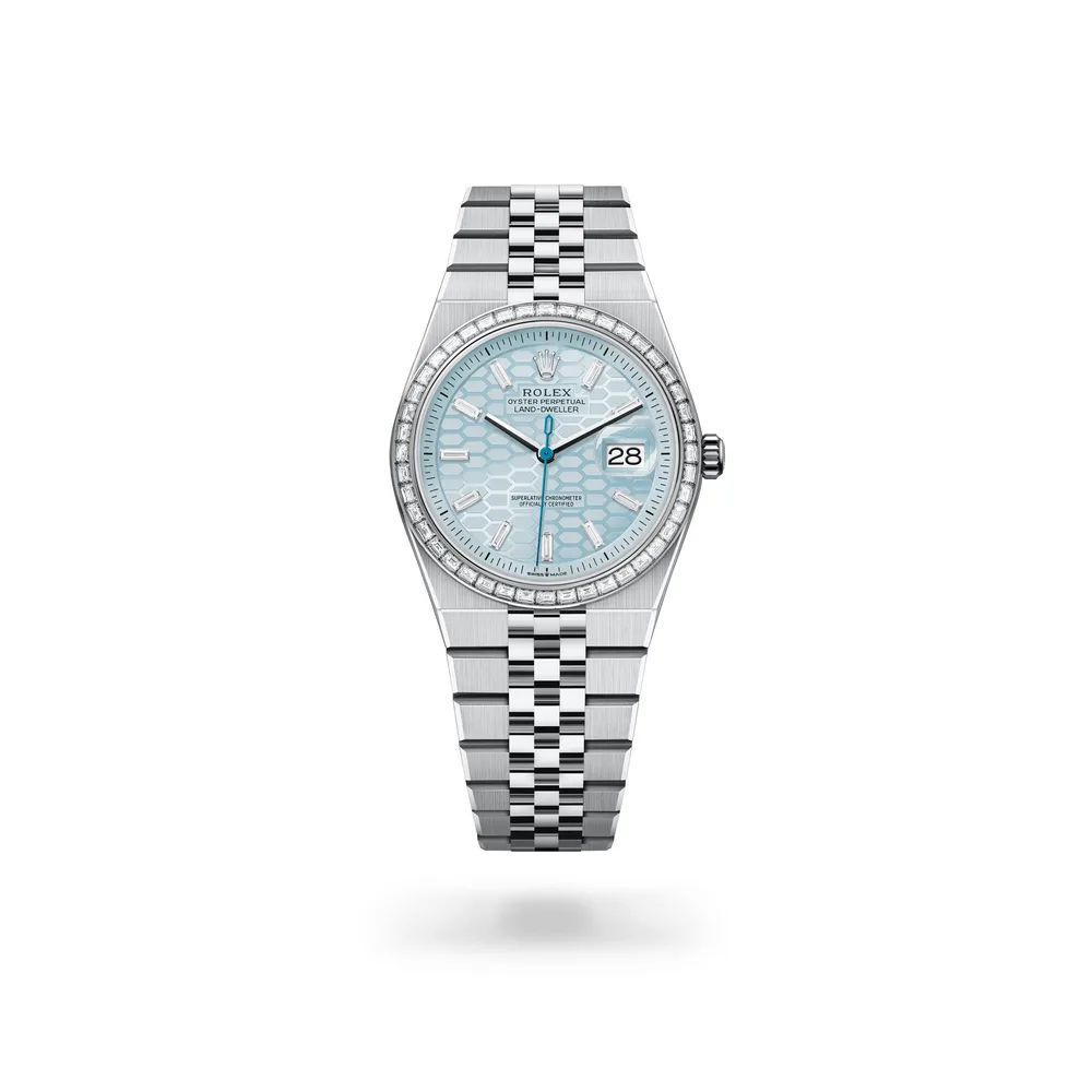 Rolex Land-Dweller 36, Platinum, Ice blue dial