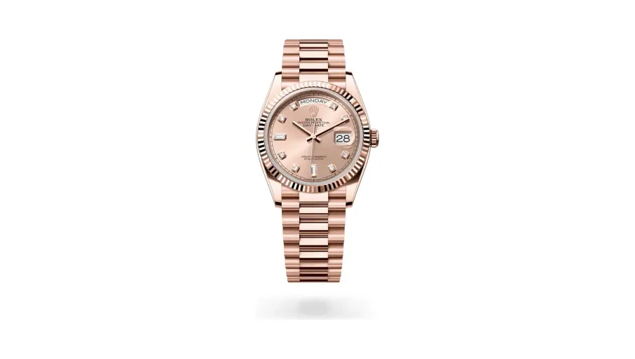 Rolex Oyster Perpetual Day-Date 36, 18 kt Everose gold, Rosé-colour dial