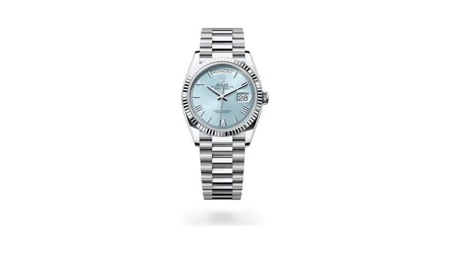 Rolex Oyster Perpetual Day-Date 36, Platinum, Ice blue dial