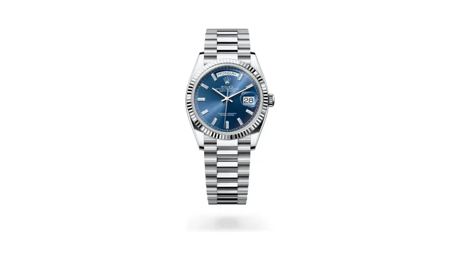 Rolex Oyster Perpetual Day-Date 36, Platinum, Bright blue dial