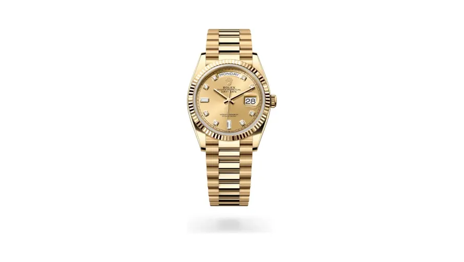 Rolex Oyster Perpetual Day-Date 36, 18 kt yellow gold, Champagne-colour dial