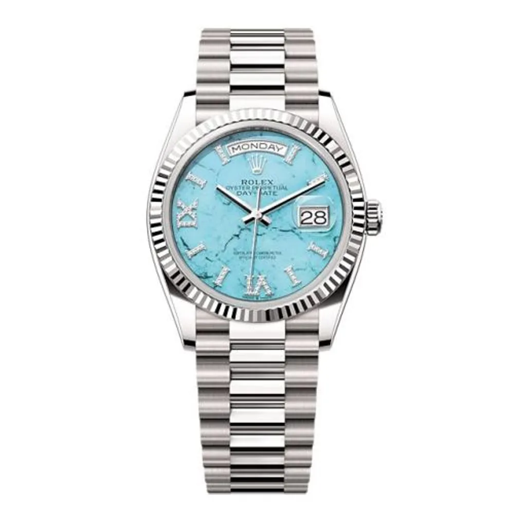Rolex Day-Date 36 White Gold - Fluted / Turquoise / President