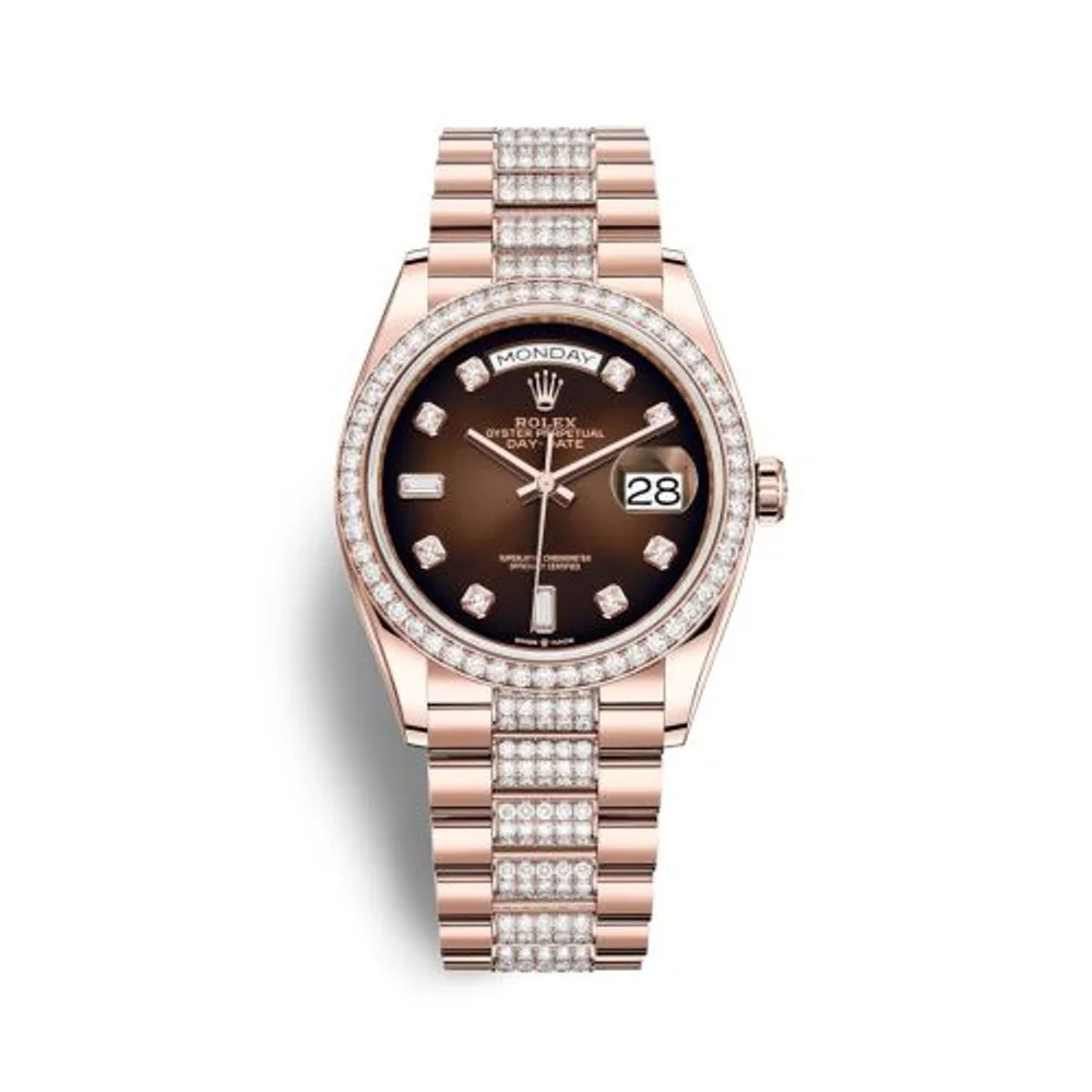 Rolex Day-Date 36 Everose Gold / Diamond / Brown Ombré - Diamond / President - Diamond